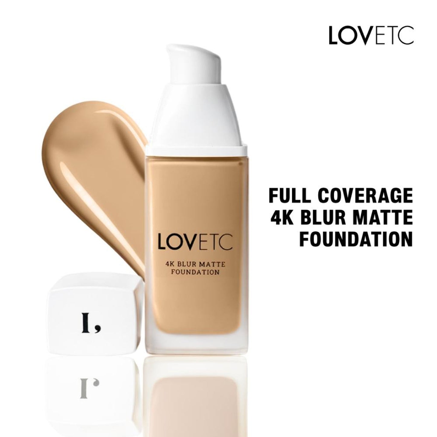 LOVETC 4K Blur Matte Foundation, Full Coverage, Hyaluronic Acid & Peptides - Butterscotch