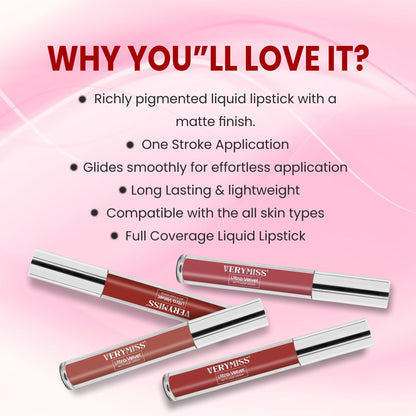 VERYMISS Set Of 4 Long Stay Velvet Matte Non Transfer Lip Color Combo 1