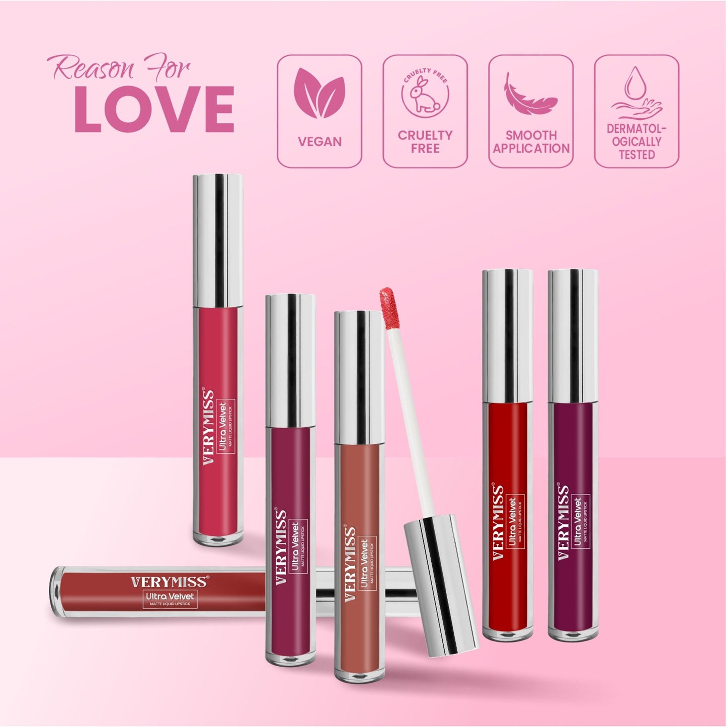VERYMISS Set Of 4 Long Stay Velvet Matte Non Transfer Lip Color Combo 1