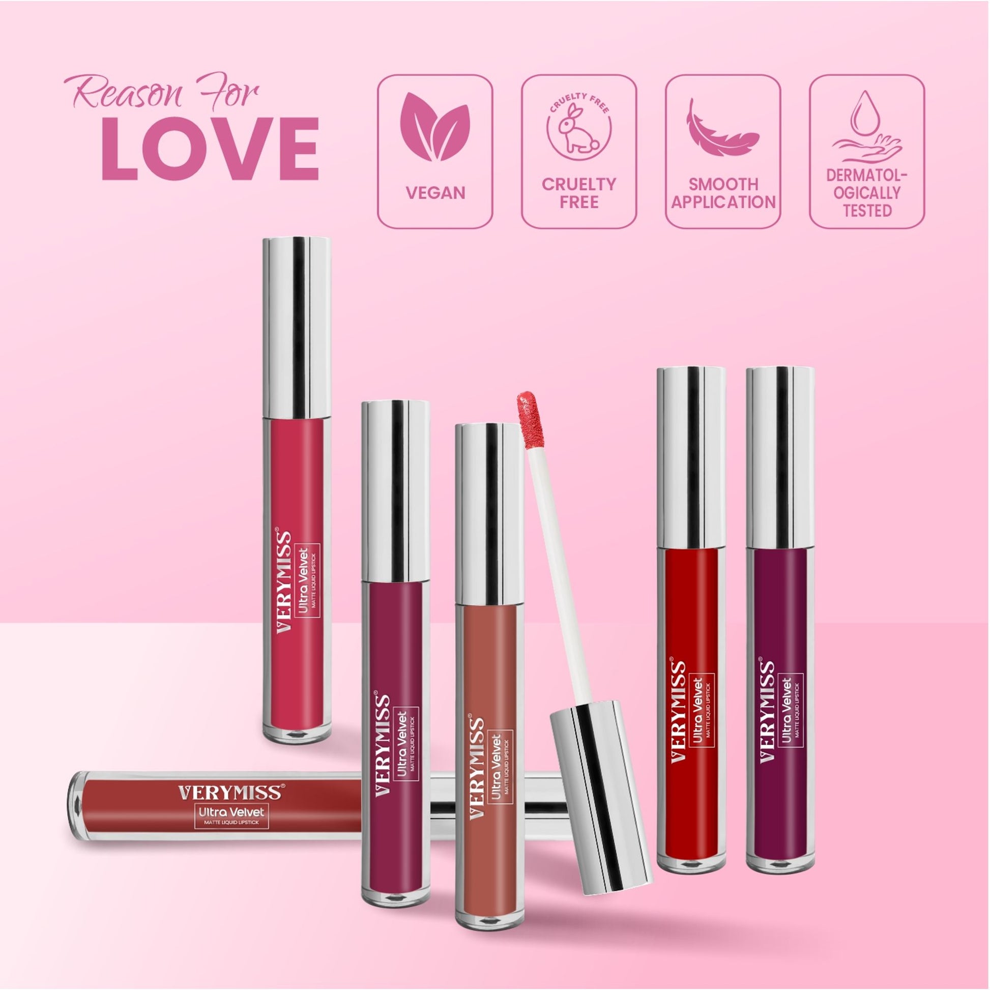 VERYMISS Set Of 4 Long Stay Velvet Matte Non Transfer Lip Color Combo 1