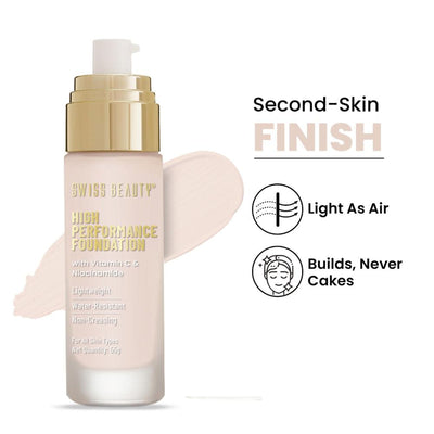 Swiss Beauty High Performance Foundation With Vitamin C & Niacinamide Light-Weight - 01 White Ivory