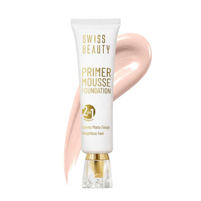 Swiss Beauty Primer Mousse Foundation - 1 White Ivory