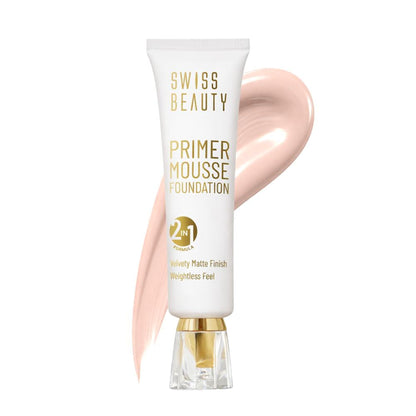 Swiss Beauty Primer Mousse Foundation - 1 White Ivory