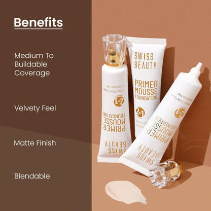 Swiss Beauty Primer Mousse Foundation - 2 Rose Blush