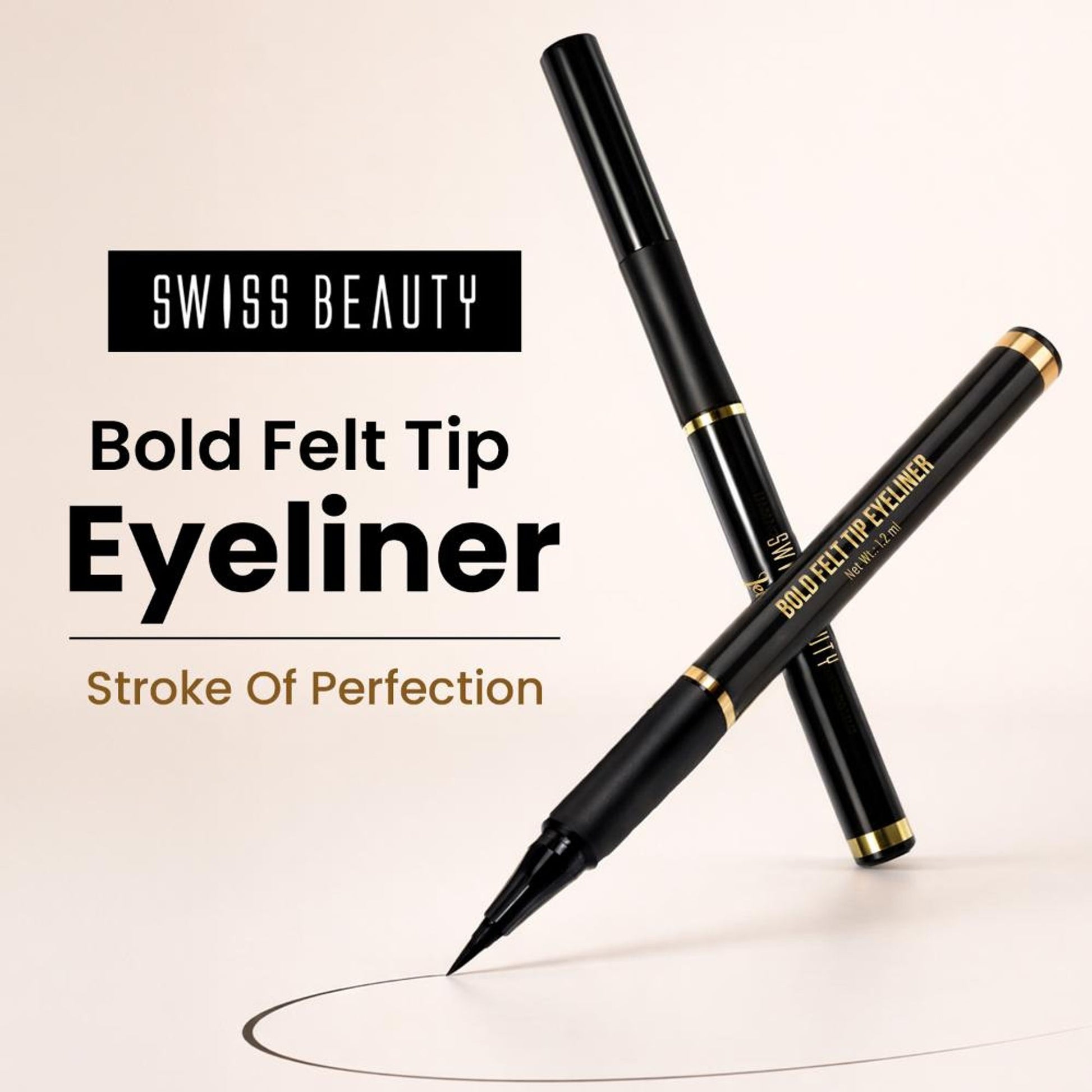 Swiss Beauty Bold Felt Tip Eyeliner - Jet Black