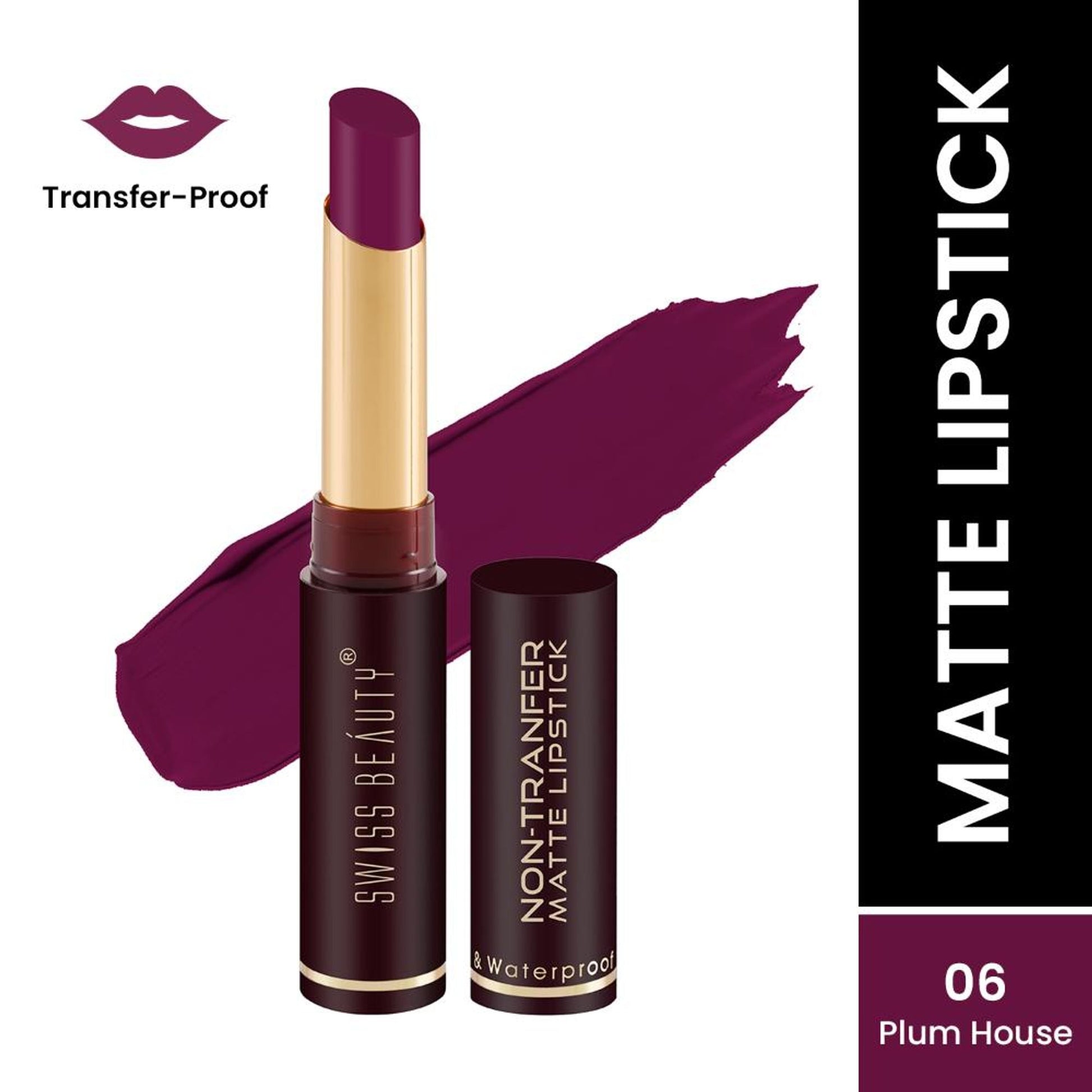 Swiss Beauty Non-Transfer Matte Lipstick - 6 Plum House