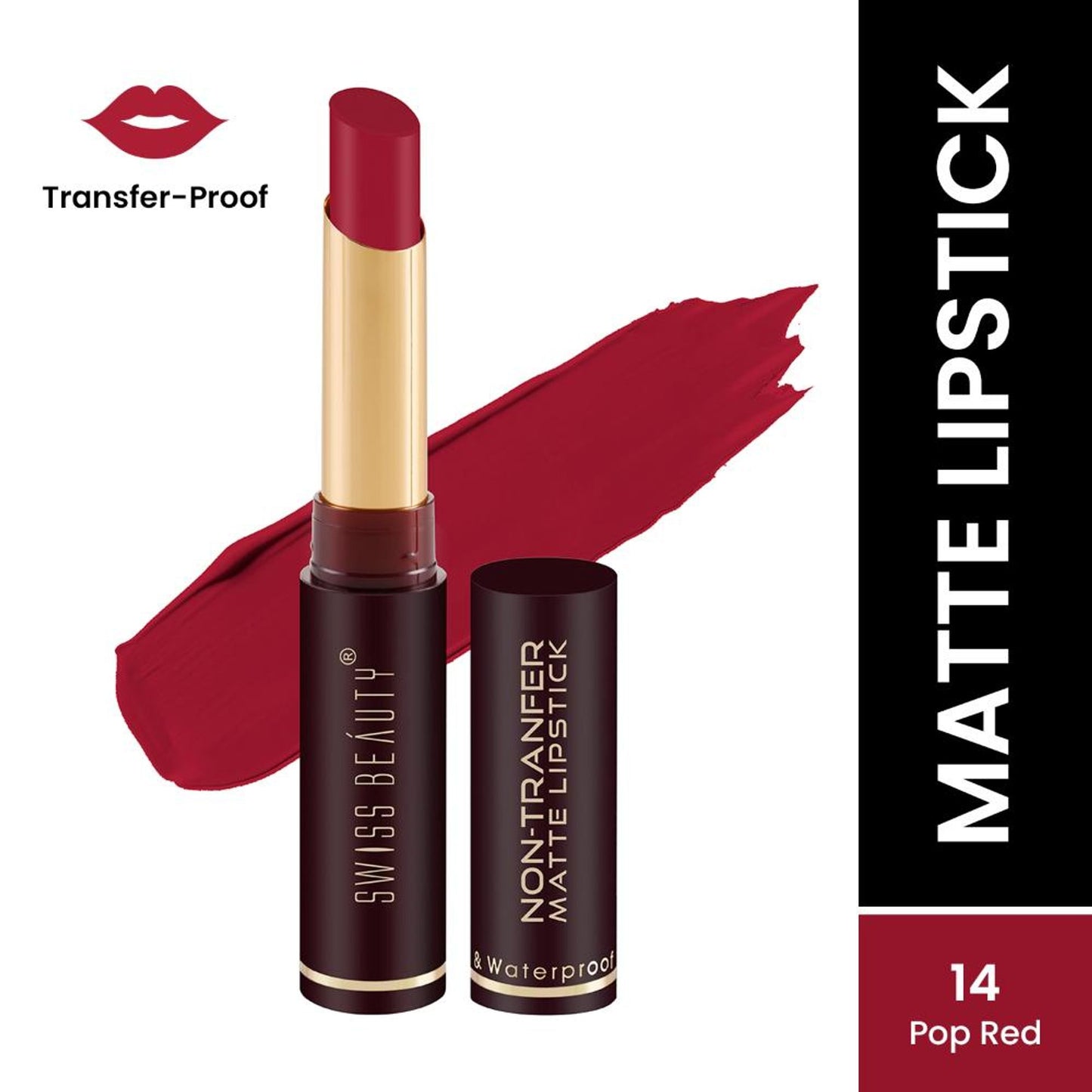 Swiss Beauty Non-Transfer Matte Lipstick - 14 Pop Red