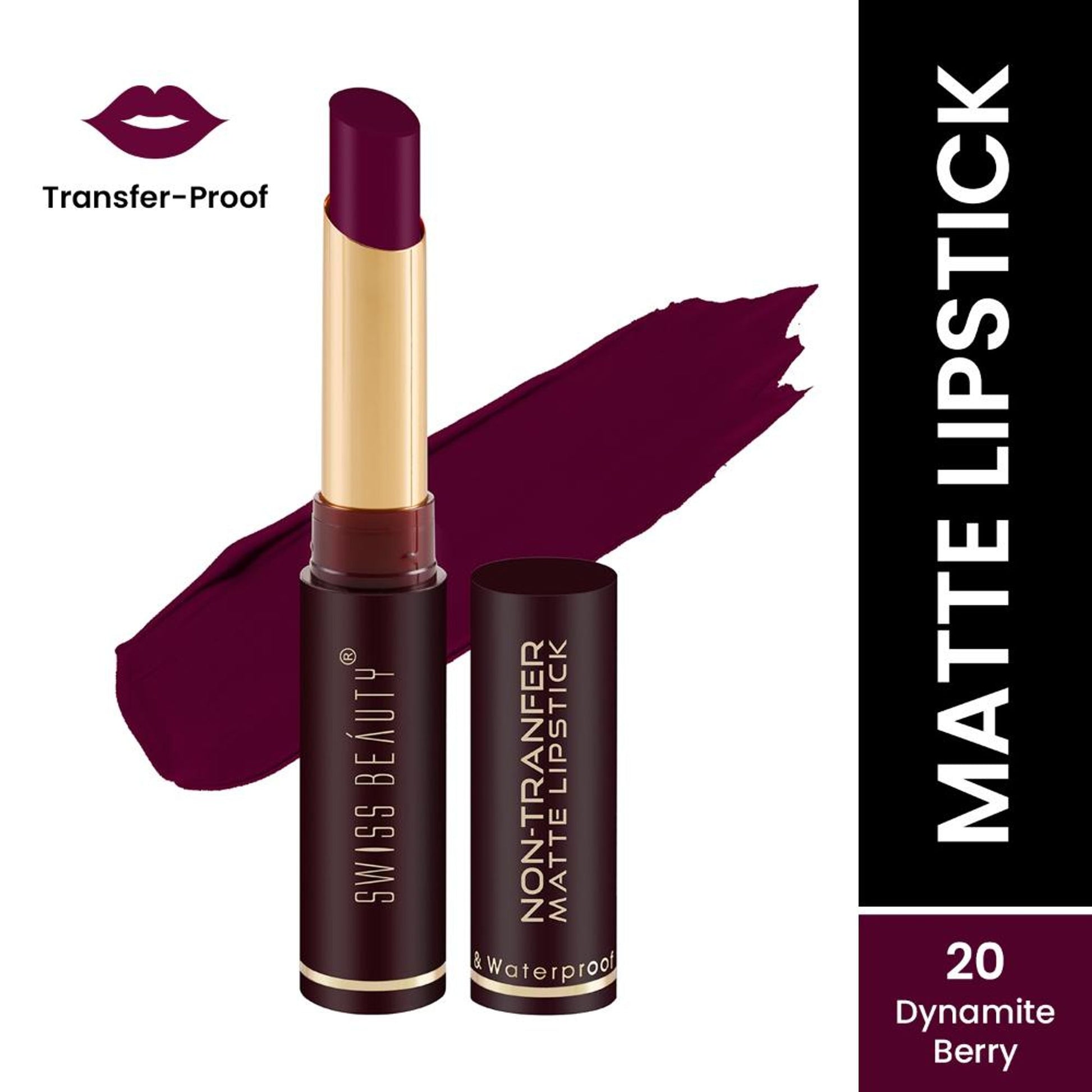 Swiss Beauty Non-Transfer Matte Lipstick - 20 Dynamite Berry