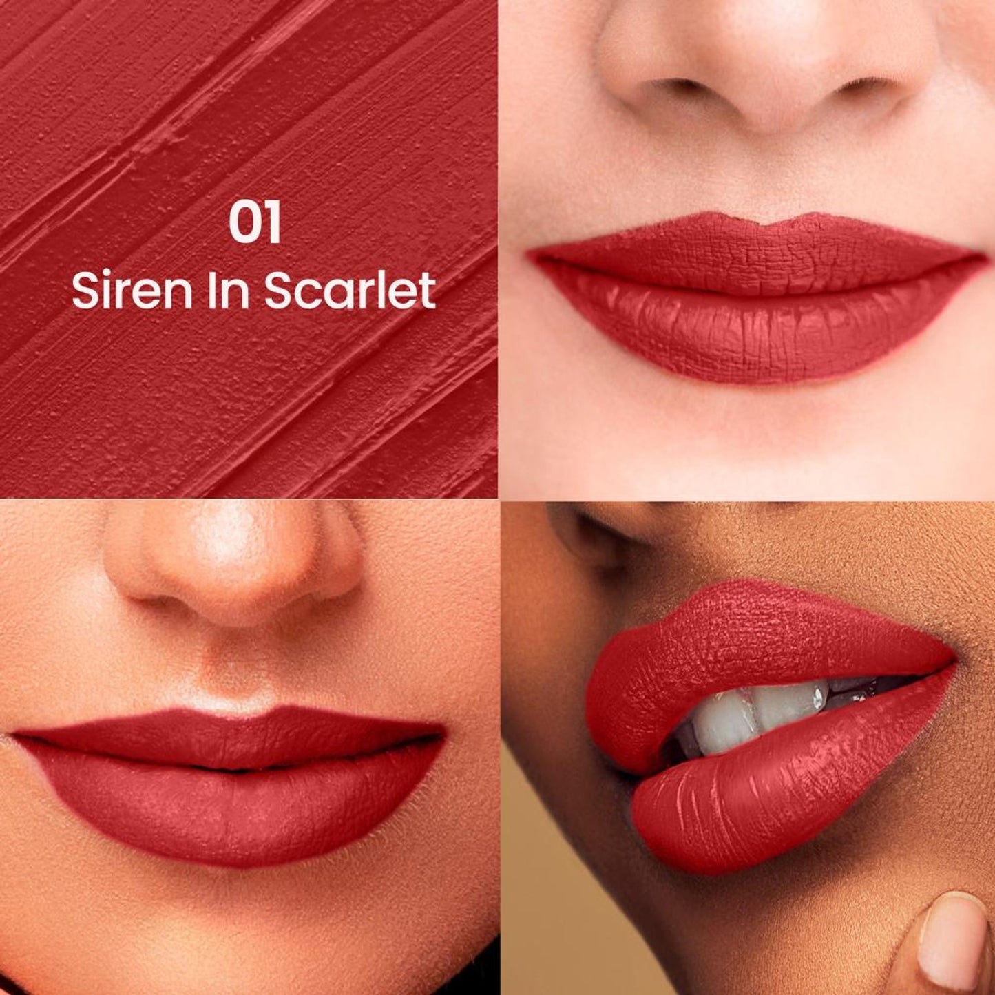 Swiss Beauty HD Matte Lipstick , High Coverage , Lightweight - 01 Siren In Scarlet