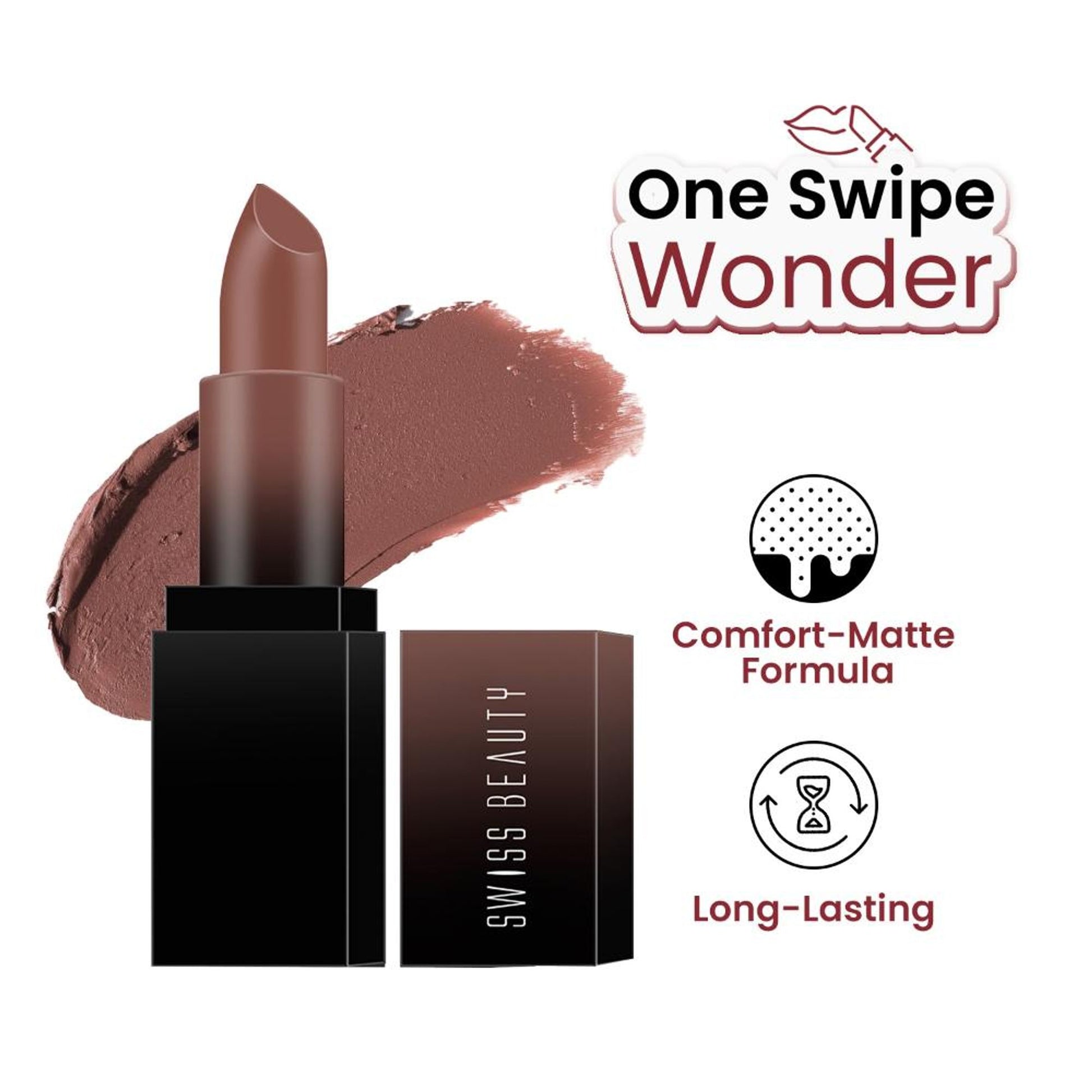 Swiss Beauty HD Matte Lipstick , High Coverage , Lightweight - 09 Cute Nude