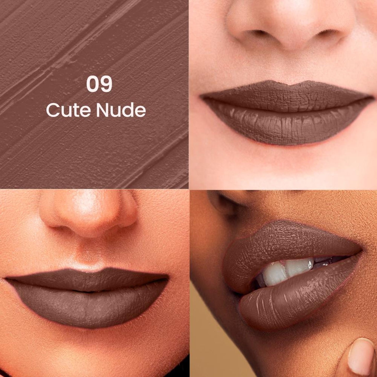 Swiss Beauty HD Matte Lipstick , High Coverage , Lightweight - 09 Cute Nude