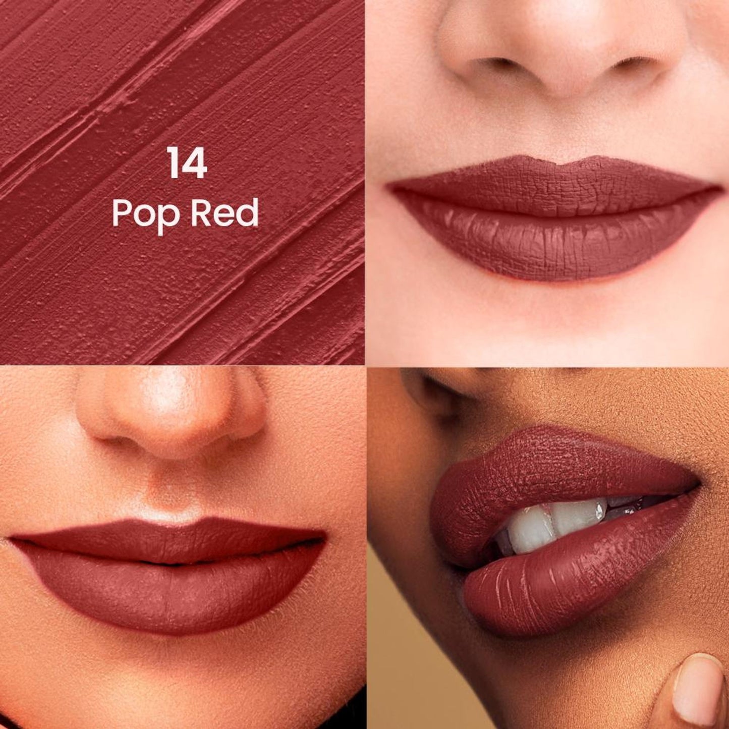 Swiss Beauty HD Matte Lipstick , High Coverage , Lightweight - 14 Pop Red