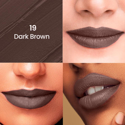Swiss Beauty HD Matte Lipstick , High Coverage , Lightweight - 19 Dark Brown