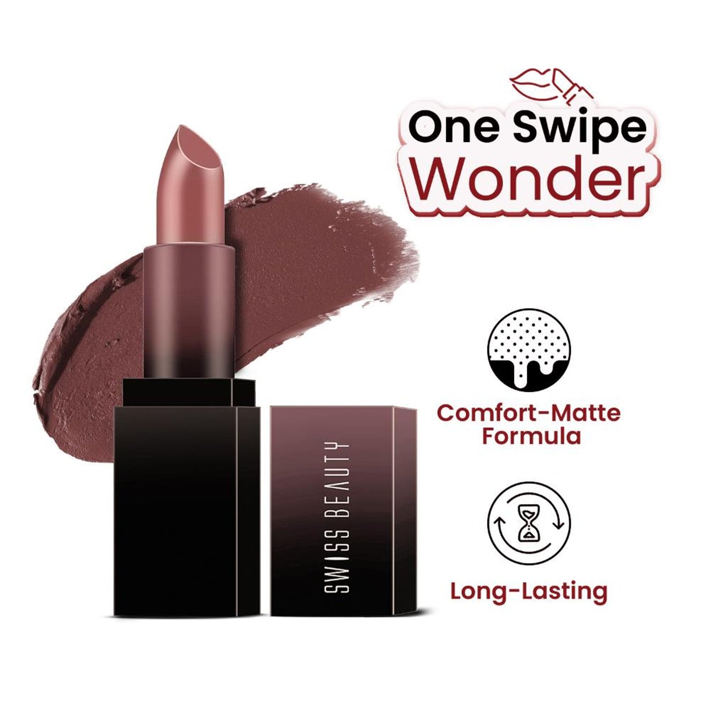 Swiss Beauty HD Matte Lipstick , High Coverage , Lightweight - 26 Nude Affair
