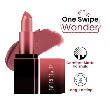 Swiss Beauty HD Matte Lipstick , High Coverage , Lightweight - 30 Chic Pink