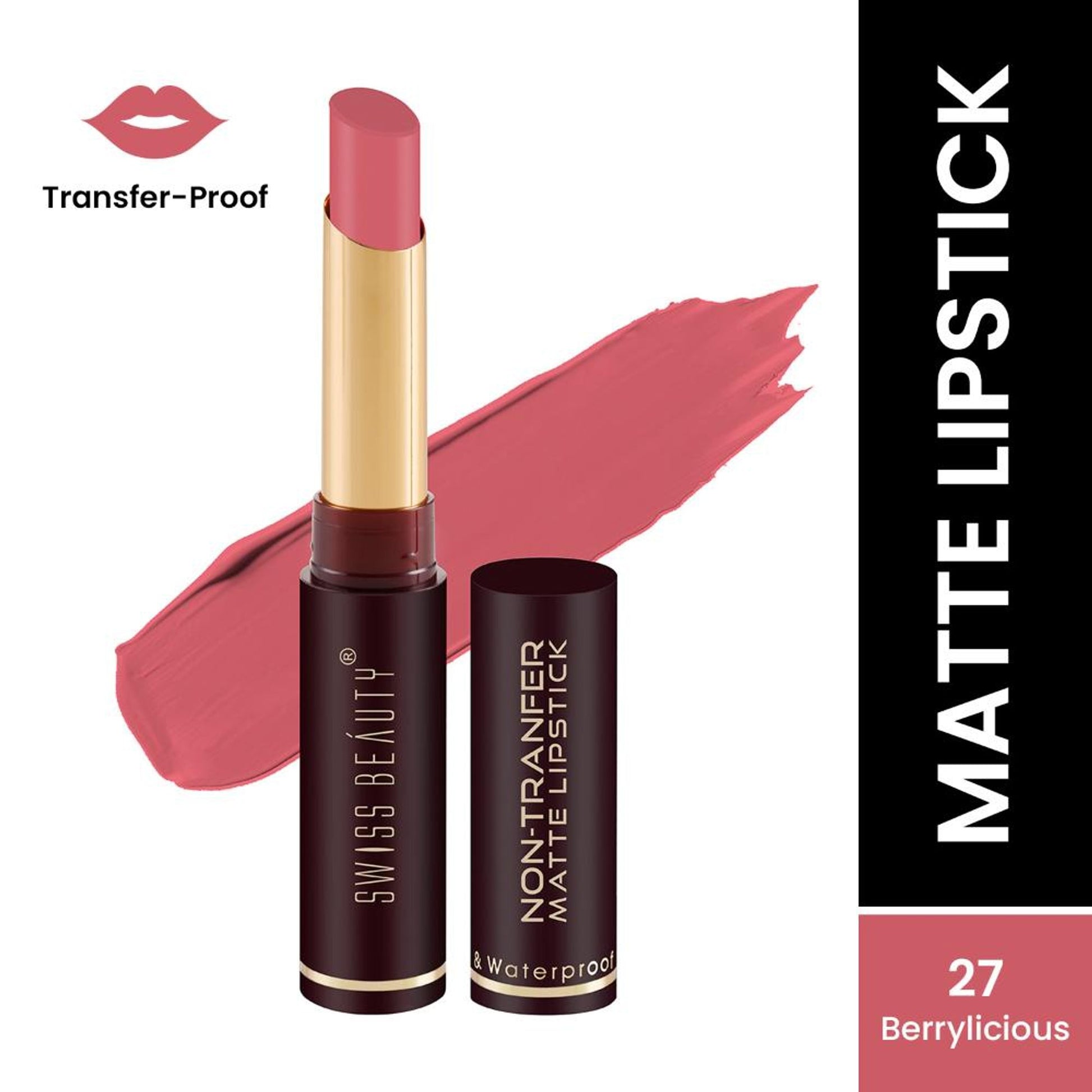 Swiss Beauty Non-Transfer Matte Lipstick - 27 Berrylicious