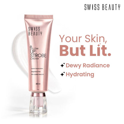 Swiss Beauty Glow Up Strobe Cream, Dewy Radiance, Versatile Use With Jojoba Oil - 1 Pink Twilight