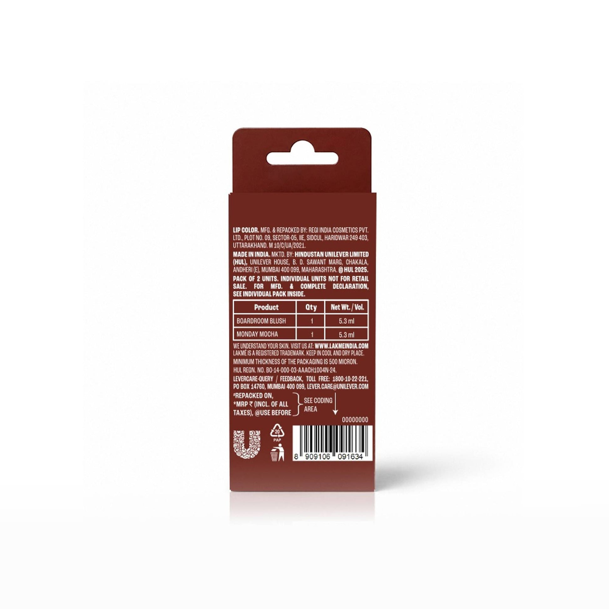 Lakme 9 To 5 Hya Matte - Make It Matter - Pack Of 2