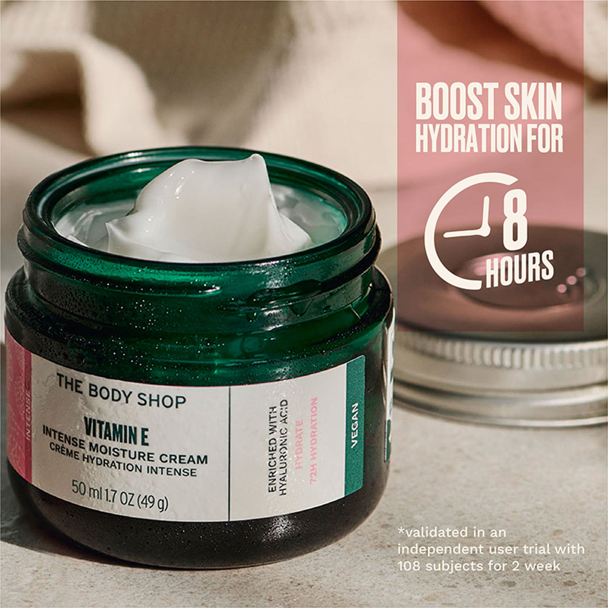 The Body Shop Vitamin E Intense Moisture Cream 72H Hydration Hyaluronic Acid & Raspberry Seed Oil