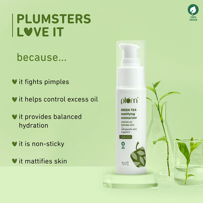 Plum Green Tea Mattifying Moisturizer With Glycolic Acid & Glycerin For matte finish controls oil,hydrates skin