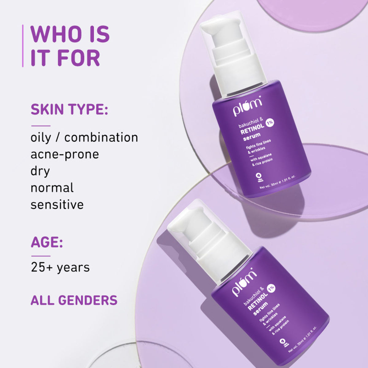 Plum 1% Retinol Face Serum With Bakuchiol- Boosts Collagen- Reduces Fine Lines & Wrinkles