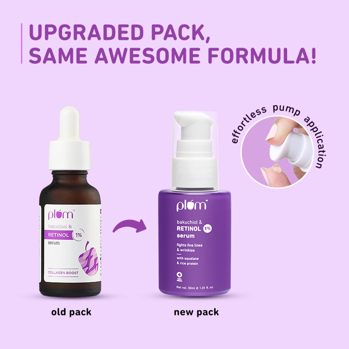 Plum 1% Retinol Face Serum With Bakuchiol- Boosts Collagen- Reduces Fine Lines & Wrinkles