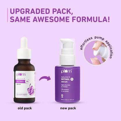 Plum 1% Retinol Face Serum With Bakuchiol- Boosts Collagen- Reduces Fine Lines & Wrinkles