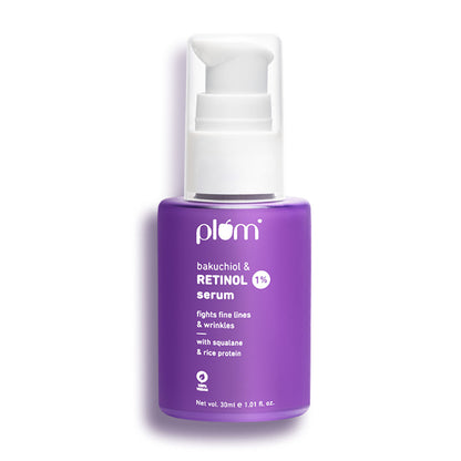 Plum 1% Retinol Face Serum With Bakuchiol- Boosts Collagen- Reduces Fine Lines & Wrinkles
