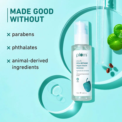 Plum Vegan Mucin Essence with Cica & Hya-Betaine for Soothing, Multi-Layer 72-Hr Hydration