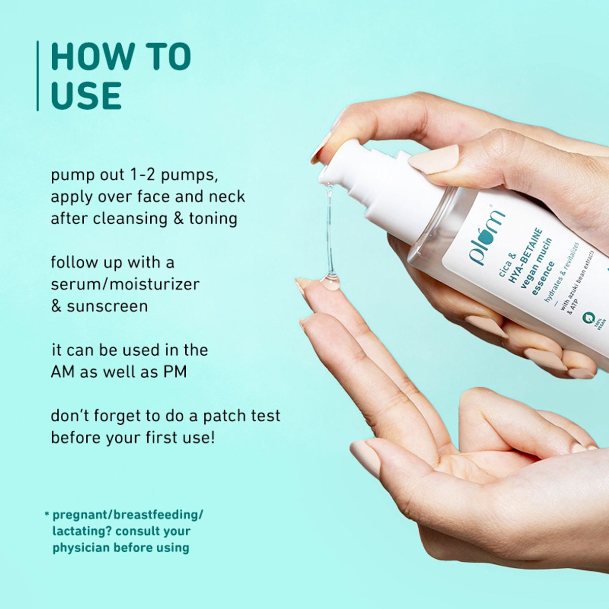 Plum Vegan Mucin Essence with Cica & Hya-Betaine for Soothing, Multi-Layer 72-Hr Hydration