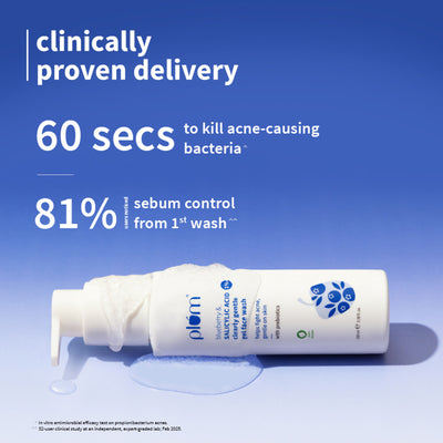Plum 1% Salicylic Acid & Blueberry Clearly Gentle Gel Face Wash, For Acne Prone & Oily Skin