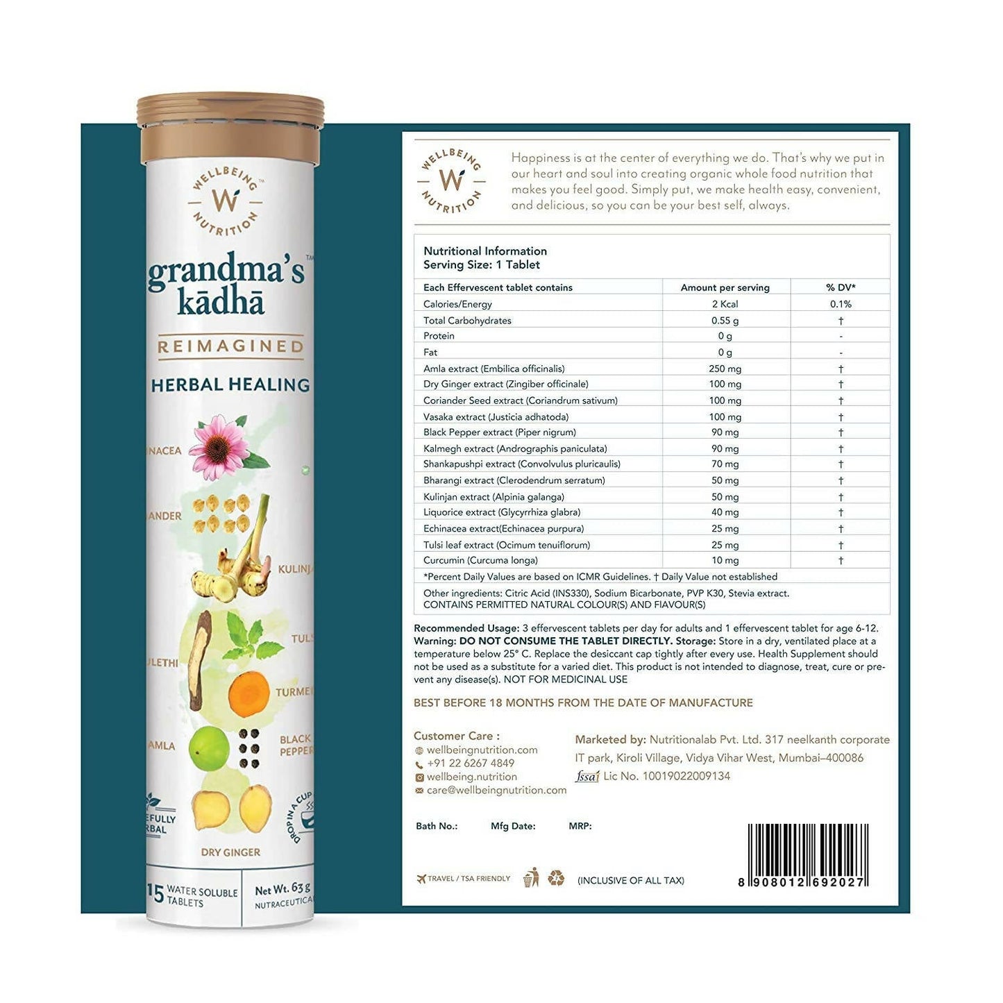 Wellbeing Nutrition Grandma's Kadha Tablets - Indyancart