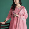 Dhiyona IE Floral Embroidered Thread Work Chanderi Silk Kurta with Trousers & With Dupatta