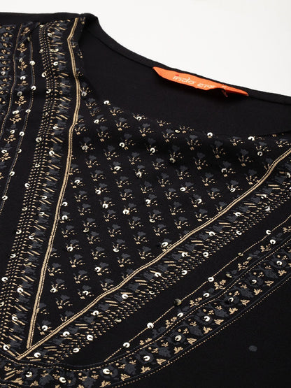 Indyancart IE Foil Printed Sequinned Kurta