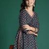 Indyancart IE Ethnic Motifs Printed Empire Pure Cotton Kurta with Trousers