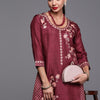 Dhiyona IE Women Maroon & Beige Ethnic Motifs Printed Kurta
