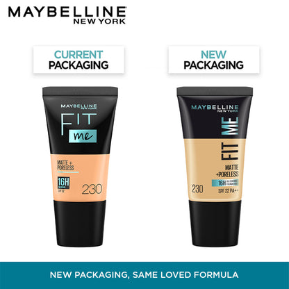 Maybelline New York Fit Me Matte+Poreless 16H Oil Control Foundation with SPF 22 - 115 Ivory - 230 Natural Buff