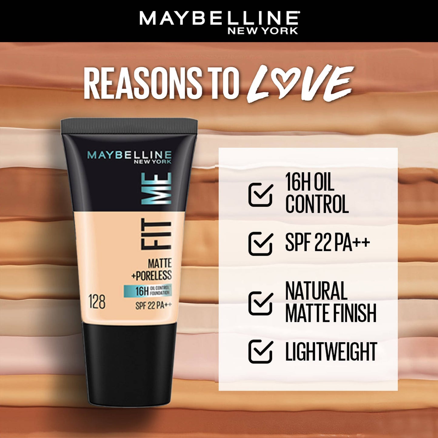 Maybelline New York Fit Me Matte+Poreless 16H Oil Control Foundation with SPF 22 - 115 Ivory - 230 Natural Buff