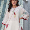 Dhiyona IE Floral Embroidered Mirror Work Tie-Up Neck Pure Cotton A-Line Kurta With Trousers