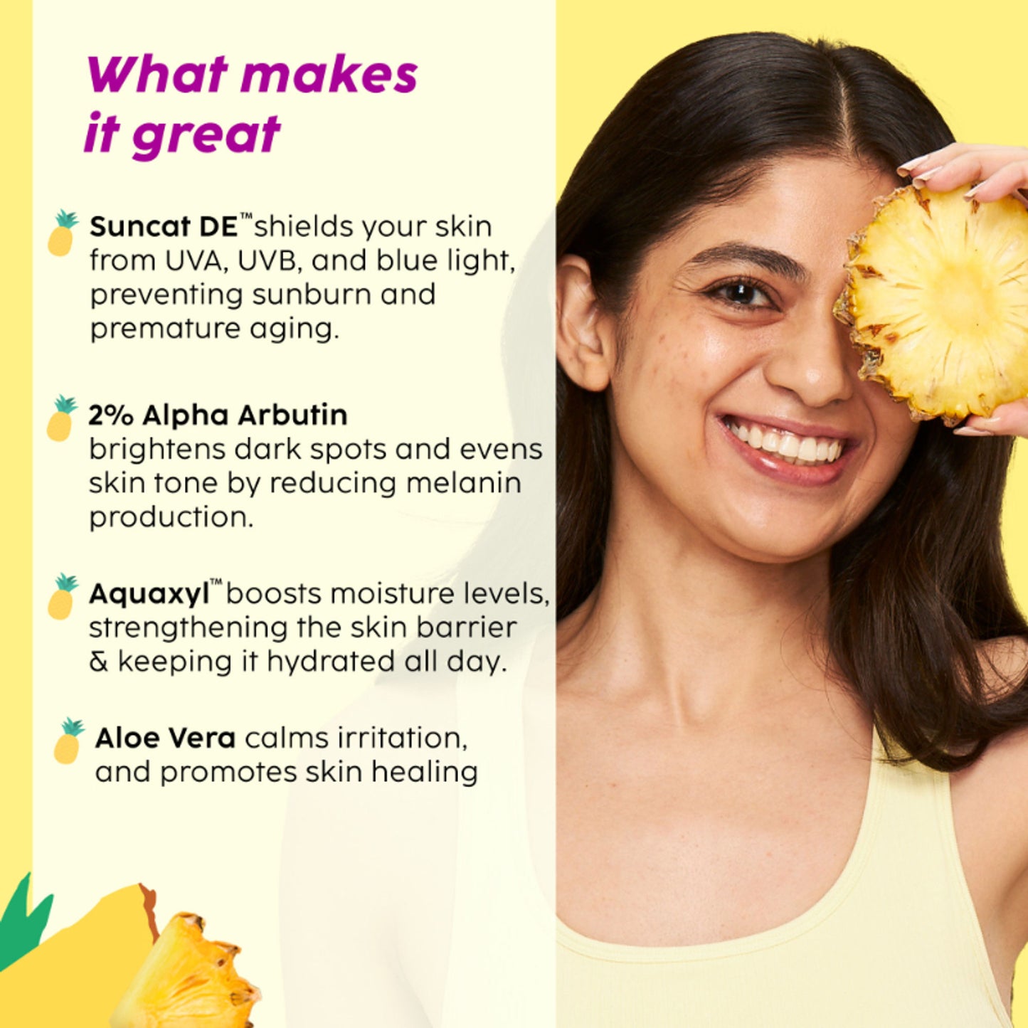 Plix Pineapple Advanced Depigmentation Dewy Sunscreen SPF 50 PA++++