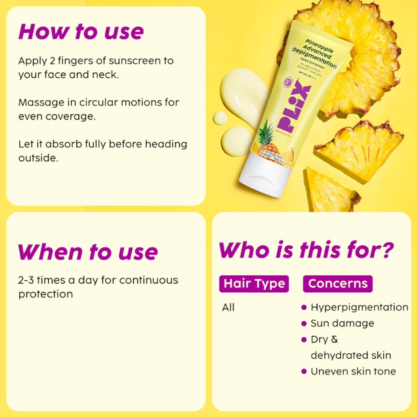 Plix Pineapple Advanced Depigmentation Dewy Sunscreen SPF 50 PA++++