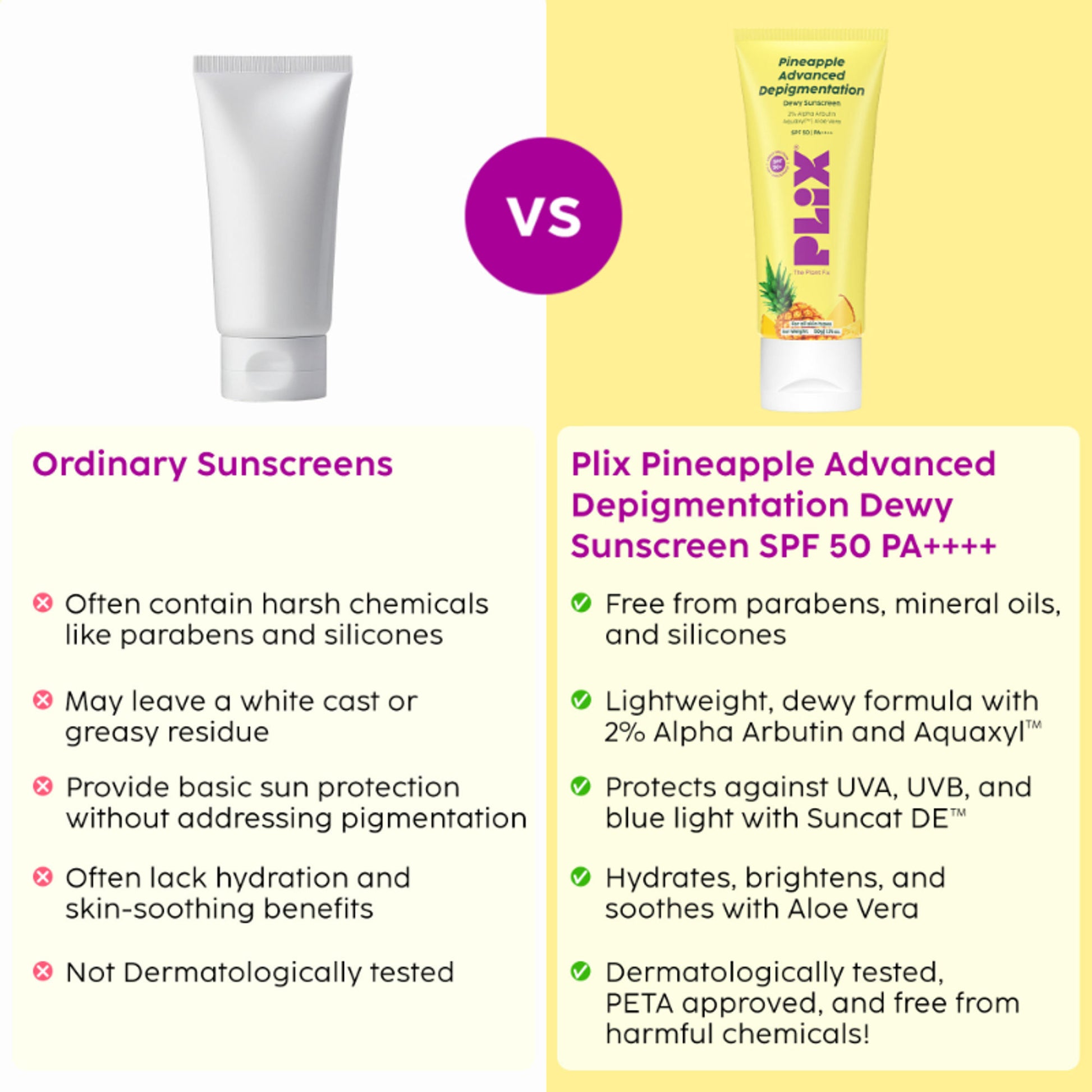 Plix Pineapple Advanced Depigmentation Dewy Sunscreen SPF 50 PA++++