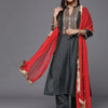 Dhiyona VA Women'sEthnic Motifs Embroidered Sequinned Kurta with Trousers & Dupatta