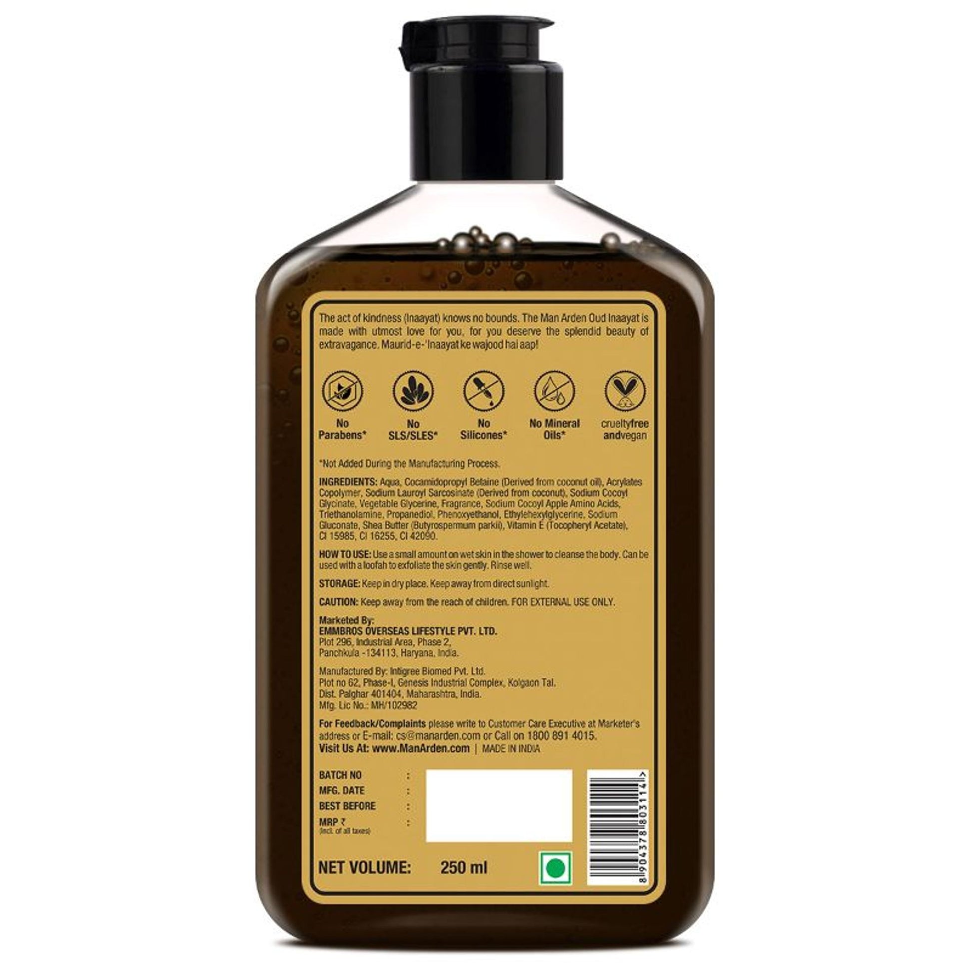 Man Arden Oud Inaayat Luxury Body Wash Infused With Shea Butter & Vitamin E