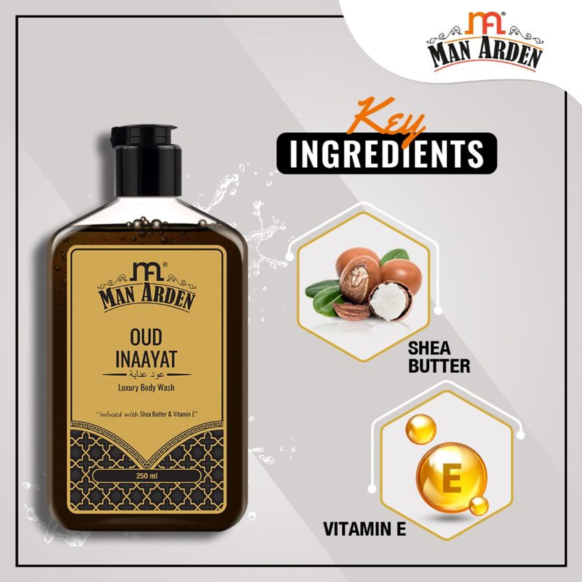 Man Arden Oud Inaayat Luxury Body Wash Infused With Shea Butter & Vitamin E
