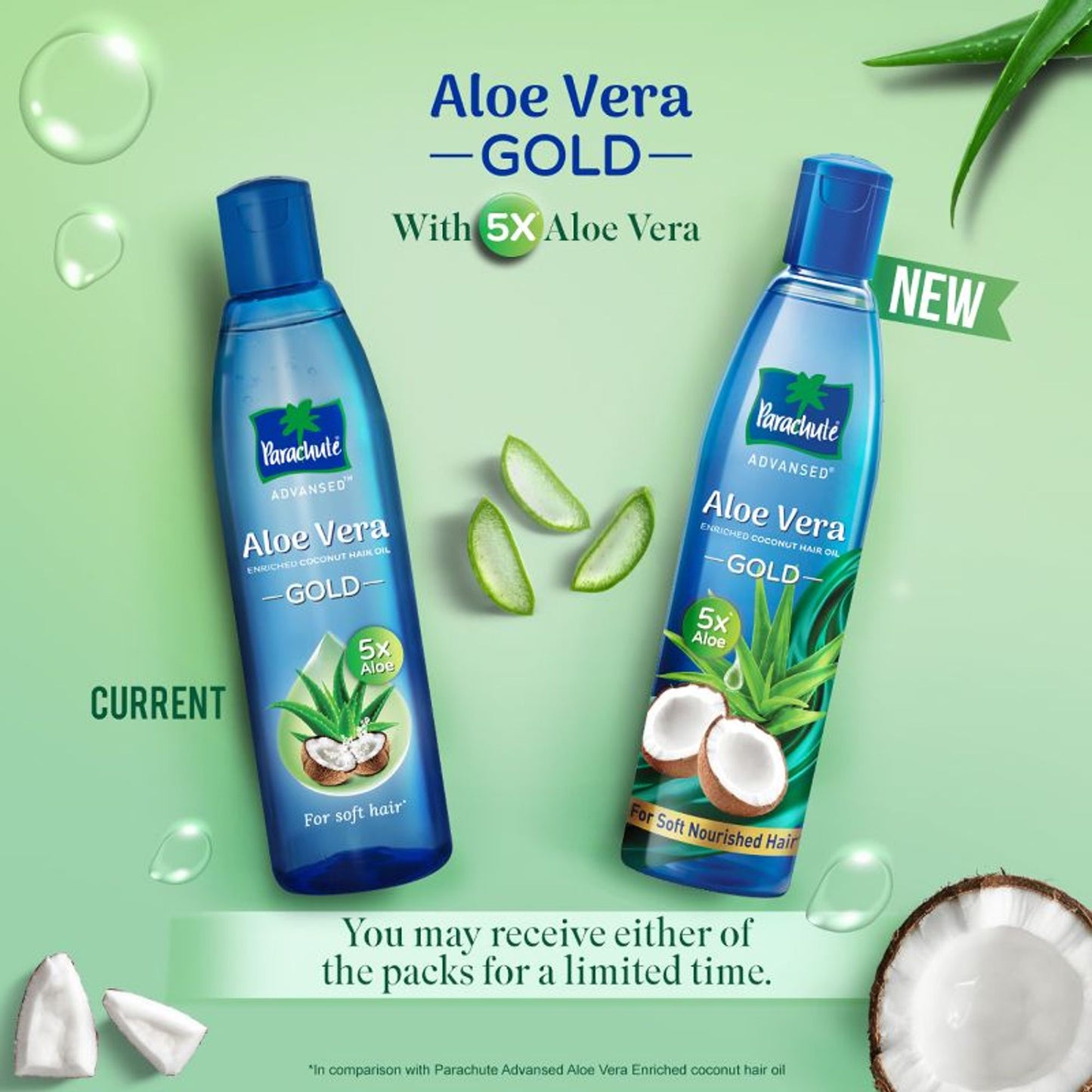 Parachute Advansed 5X Aloe Vera Enriched Coconut Hair Oil GOLD, Makes hair Sooperr soft