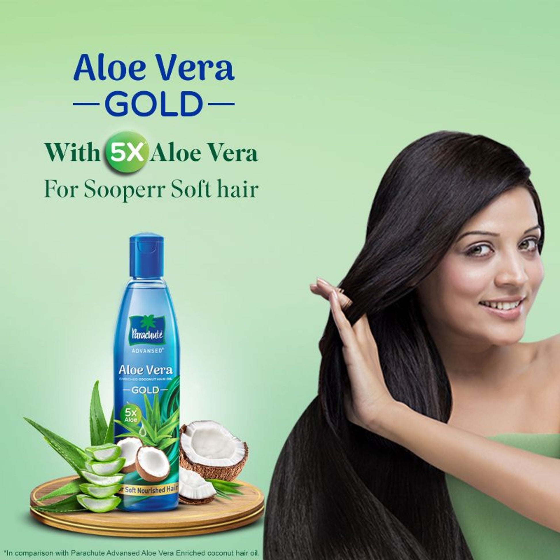 Parachute Advansed 5X Aloe Vera Enriched Coconut Hair Oil GOLD, Makes hair Sooperr soft