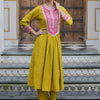 Dhiyona IE Women Ethnic Motifs Embroidered Pleated Mirror Work Kurta with Trousers