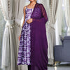 Dhiyona VA Women'sViolet Ombre Dyed Printed Chanderi Silk Anarkali Kurta With Trousers & Dupatta