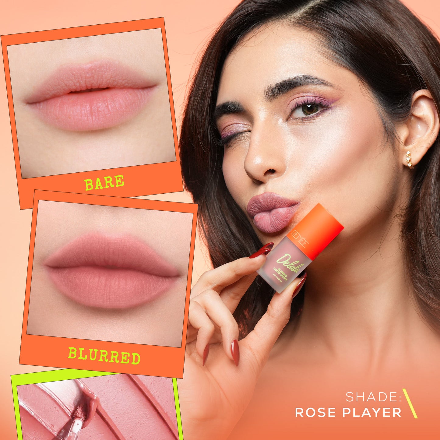 Renee Cosmetics Delulu Blurring Matte Liquid Lipstick - Rose Player